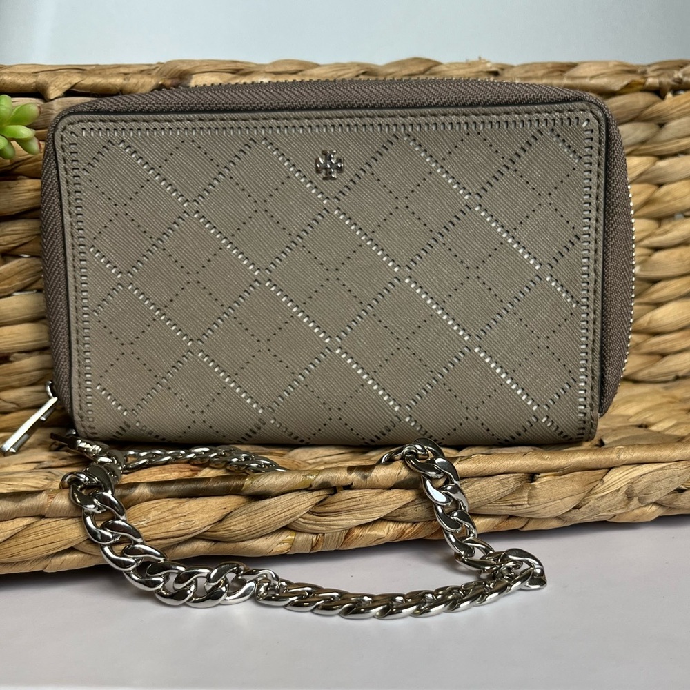 Tory Burch “Robinson”Diamond Laser Cut Saffiano Leather